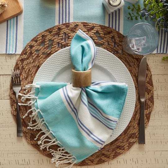 DII® 15" Round Natural Dahlia Woven Placemat Set, 6ct.